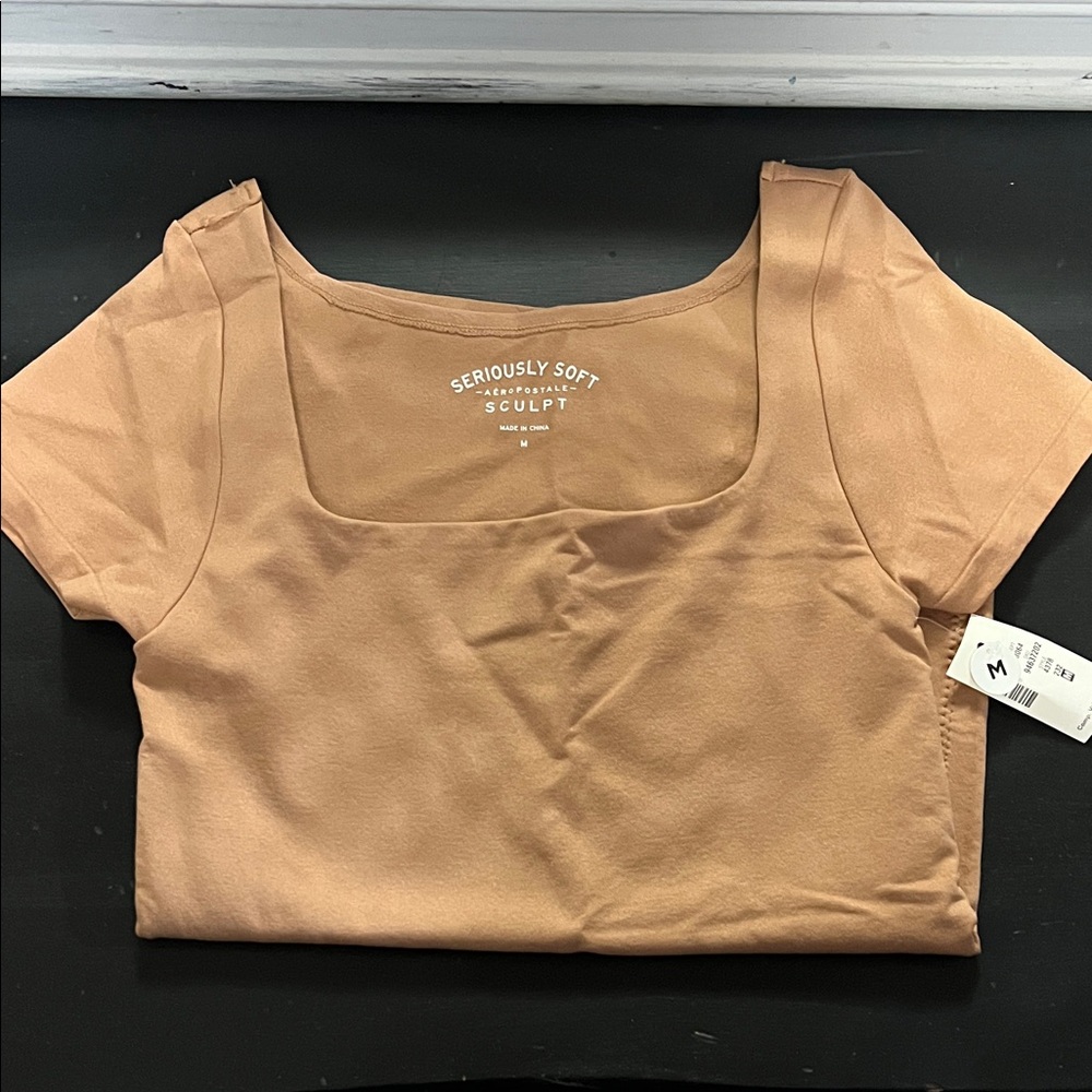 Aeropostale Women's Soft Tan Short Sleeve Top